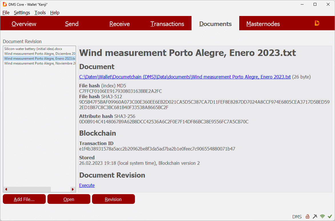 Wind measurement in DMS Core